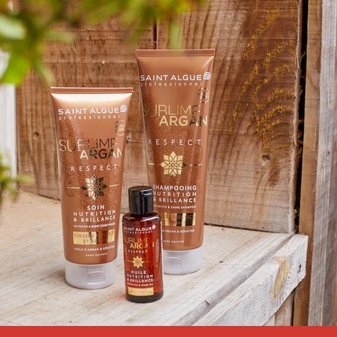 LE RITUEL SUBLIME NUTRITION Nourrissez vos cheveux en profondeur grâce à ce service idéal pour les cheveux sensibilisés et en manque de nutrition. Enrichi en huile d’argan naturelle du Maroc et en huile de pépin de raisin, vos cheveux retrouveront douceur